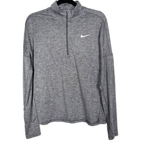 Nike Womens Medium Heather Gray Element 1/2 Half Zip Pullover Top Running Shirt